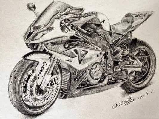 怎样素描摩托跑车（素描画摩托车教程）-图2