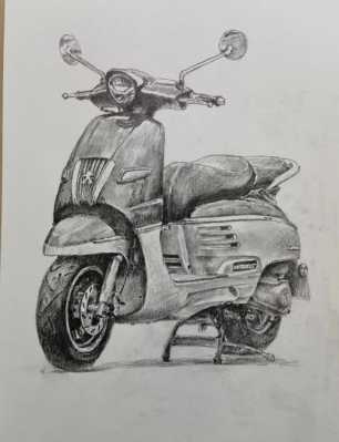 怎样素描摩托跑车（素描画摩托车教程）-图3